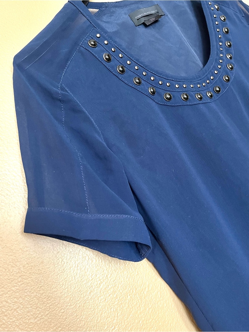 DIESEL BLACK GOLD Mini Dress Beads Metallic crewneck Party Cocktail Navy size 40